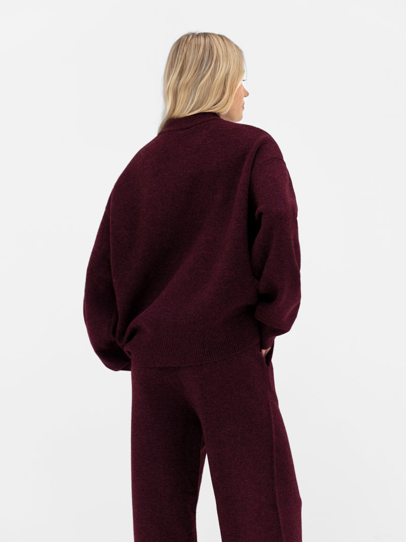Oversized Knitted Jumper - Dark Cherry