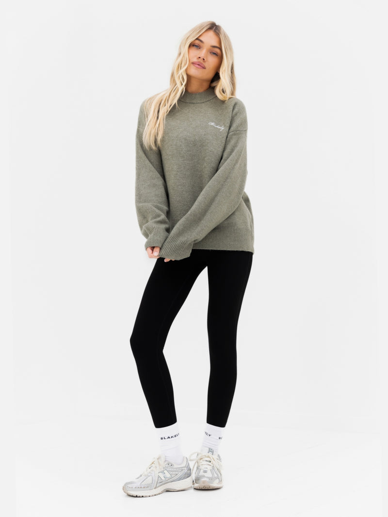Oversized Knitted Jumper - Safari Green