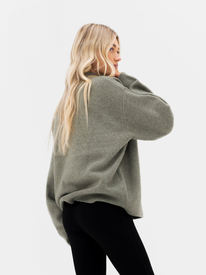 Oversized Knitted Jumper - Safari Green