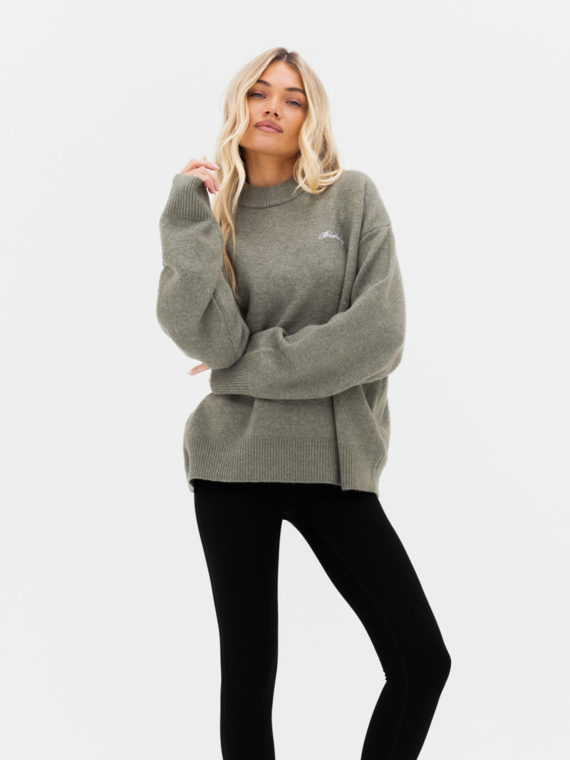 Oversized Knitted Jumper - Safari Green