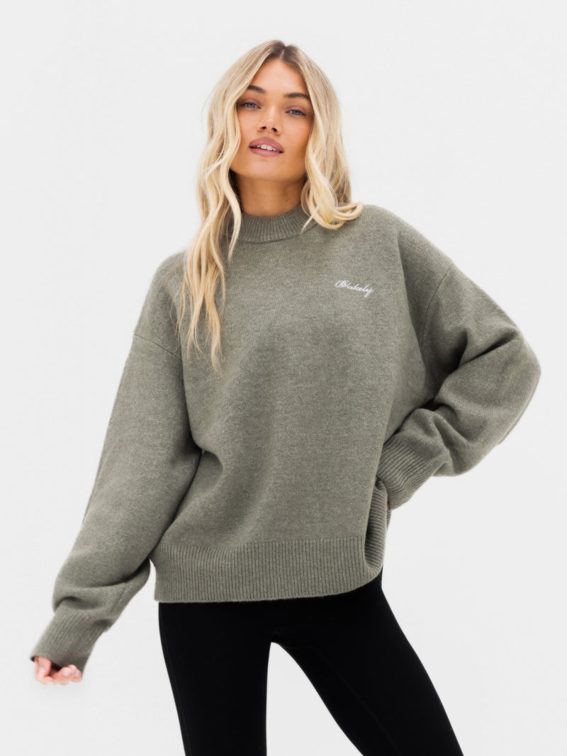 Oversized Knitted Jumper - Safari Green