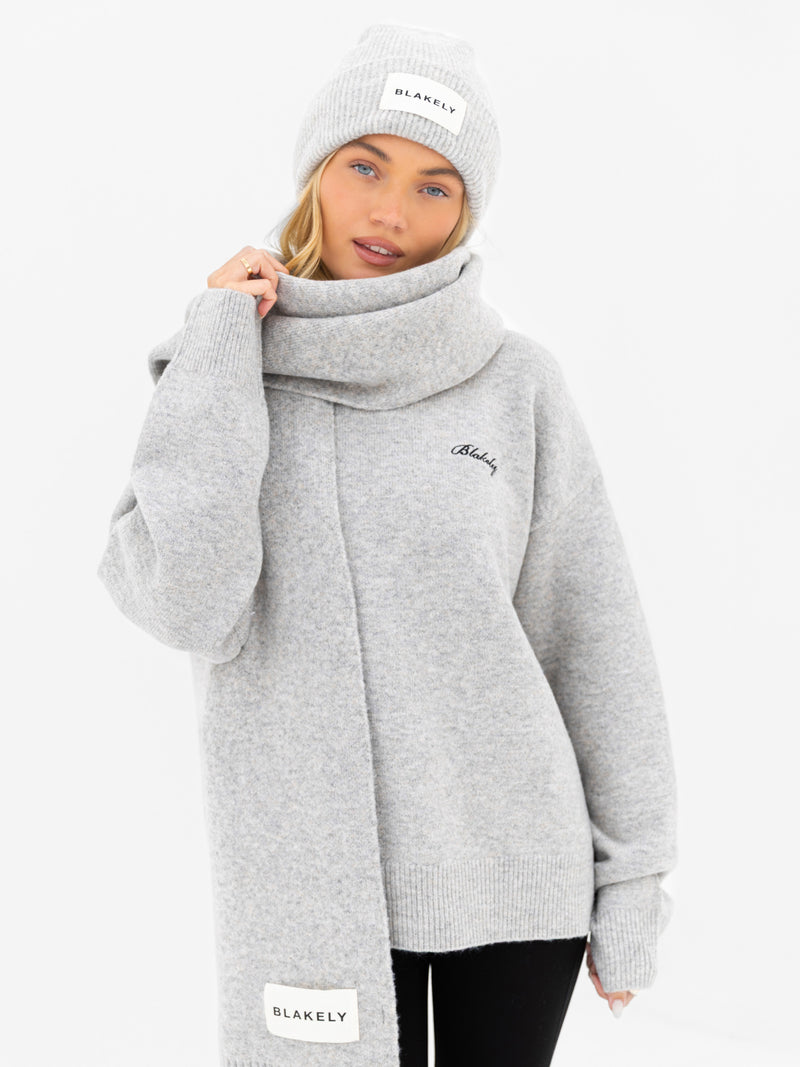 Oversized Knitted Jumper - Marl Grey