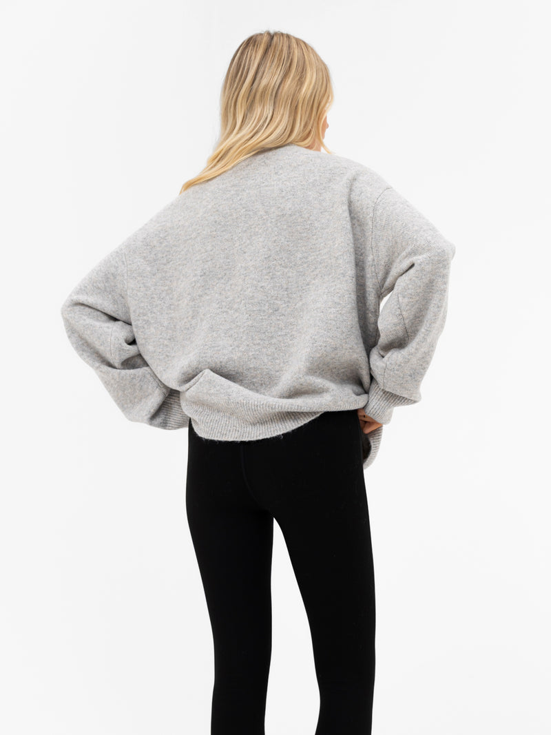 Oversized Knitted Jumper - Marl Grey