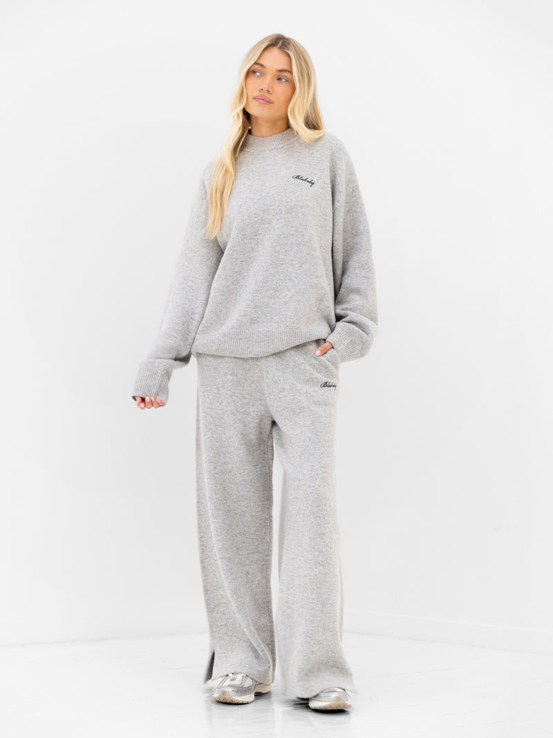 Oversized Knitted Jumper - Marl Grey