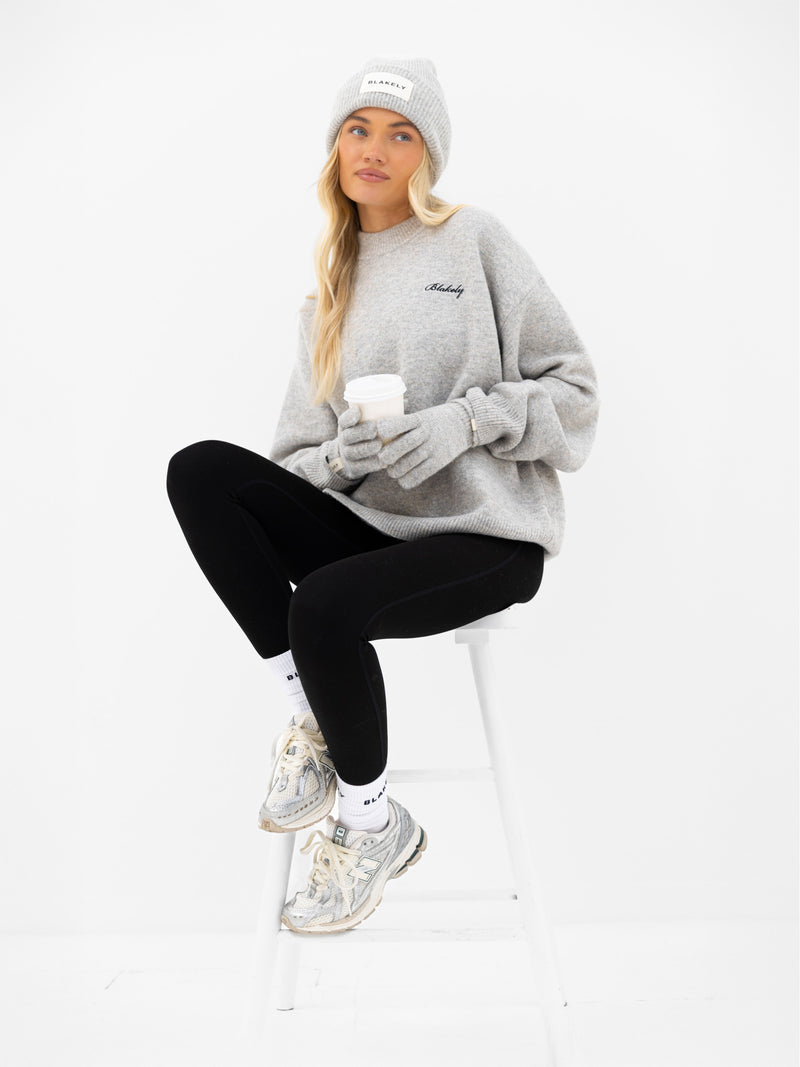 Oversized Knitted Jumper - Marl Grey