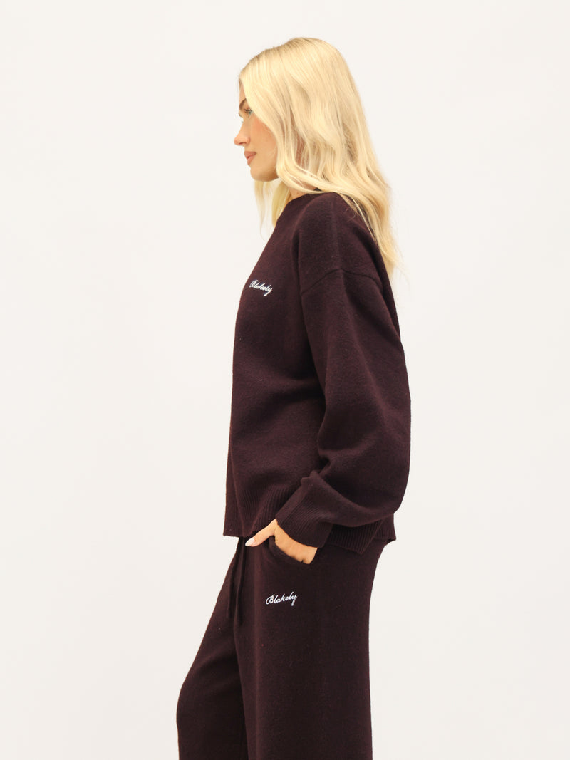 Oversized Knitted Jumper - Dark Mulberry