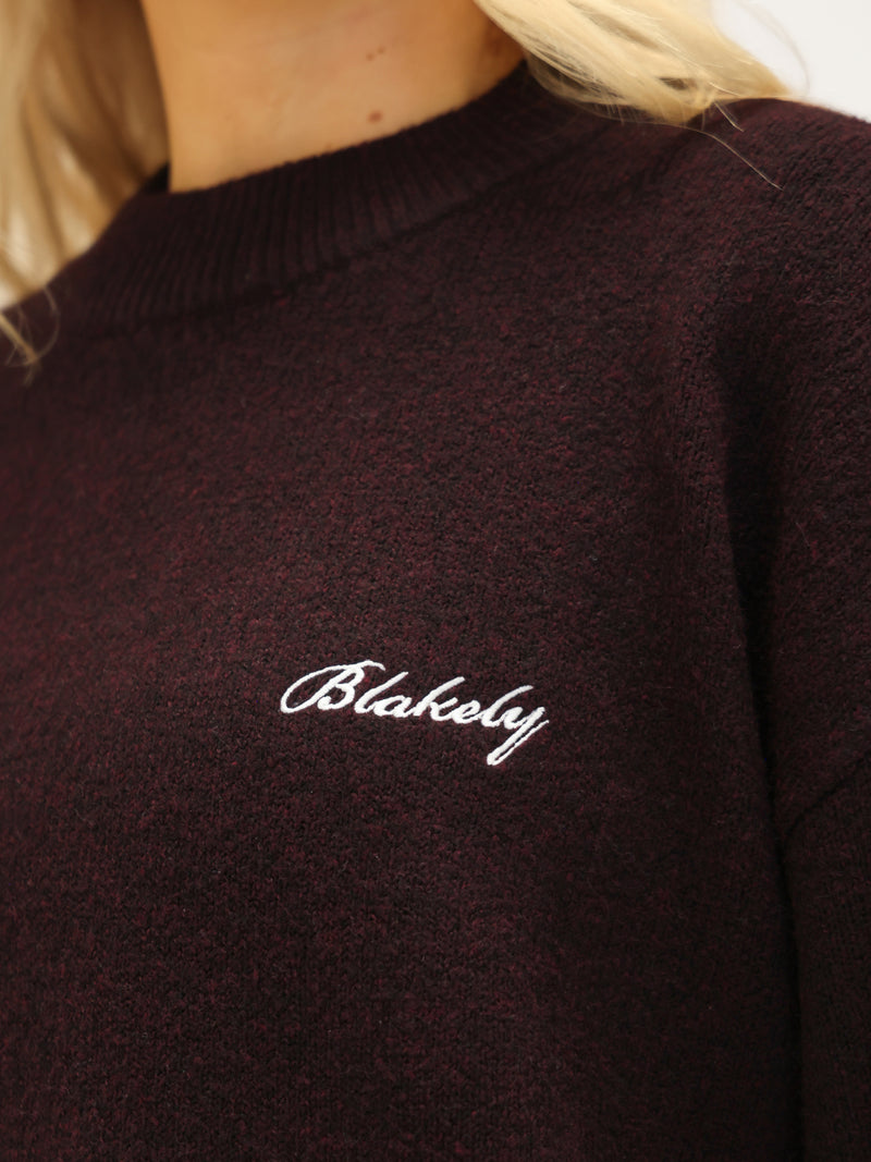 Oversized Knitted Jumper - Dark Mulberry