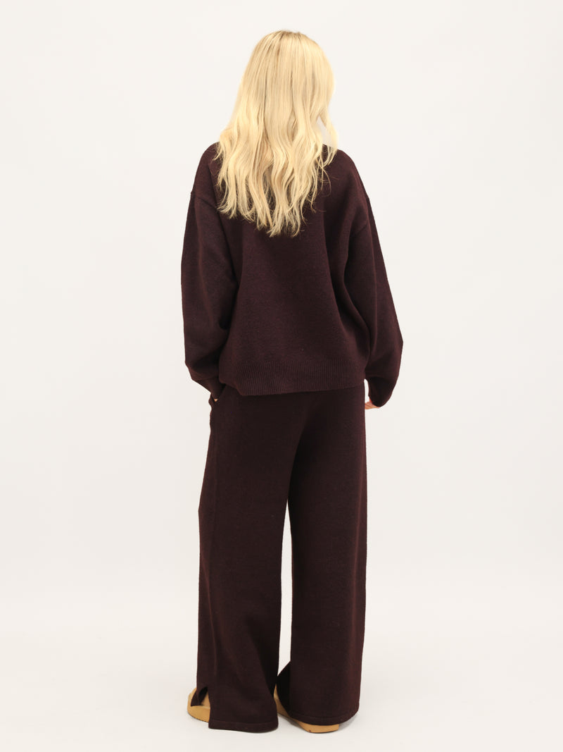 Oversized Knitted Jumper - Dark Mulberry