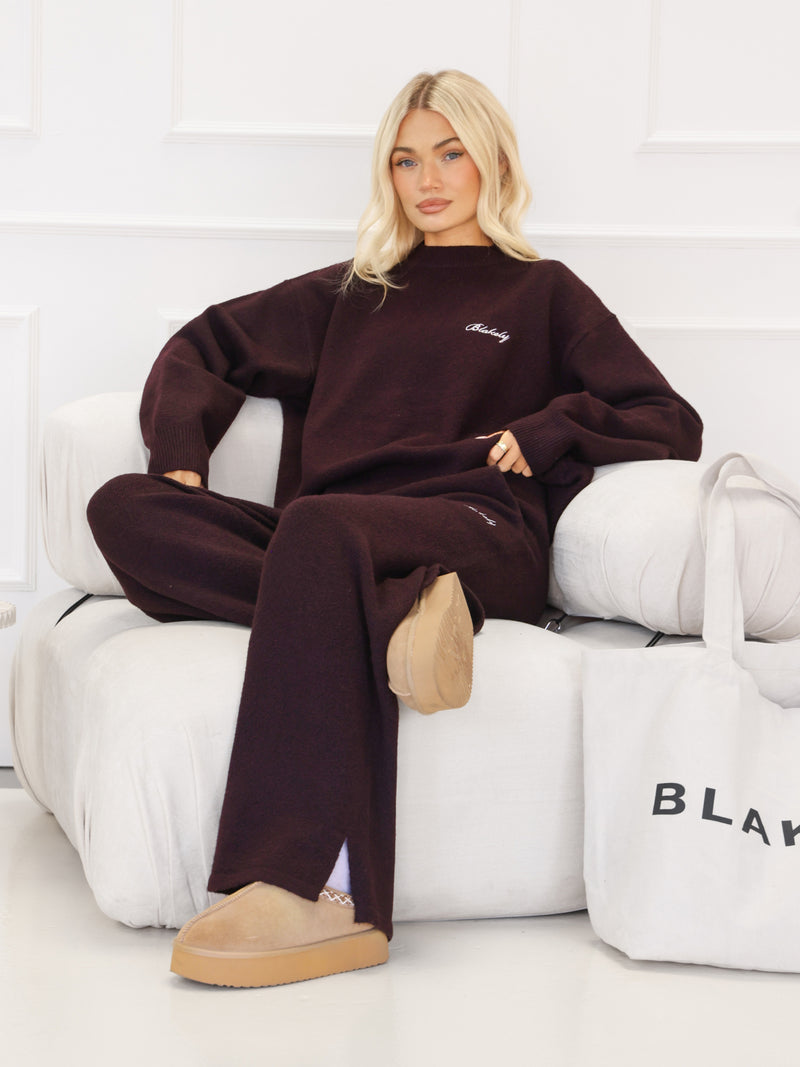 Oversized Knitted Jumper - Dark Mulberry