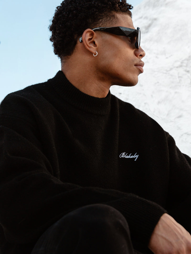 Relaxed Knitted Jumper - Black