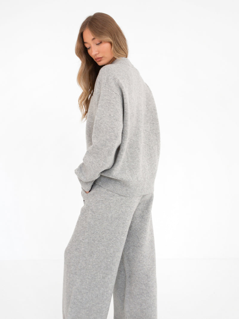 Oversized Knitted Jumper - Marl Grey