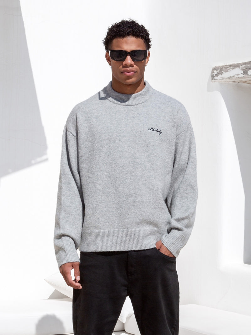 Relaxed Knitted Jumper - Marl Grey