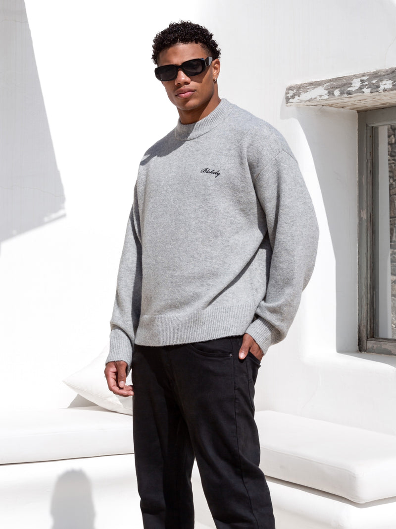 Relaxed Knitted Jumper - Marl Grey