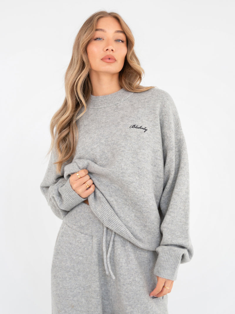 Oversized Knitted Jumper - Marl Grey