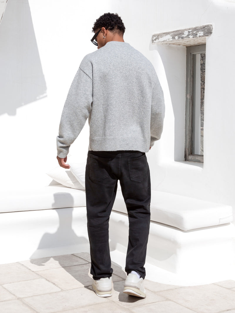 Relaxed Knitted Jumper - Marl Grey