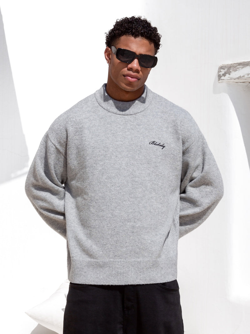 Relaxed Knitted Jumper - Marl Grey