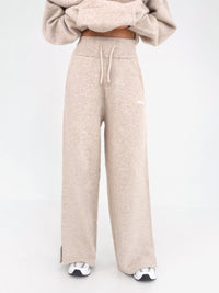 Knitted Wide Leg Sweatpants - Toasted Taupe