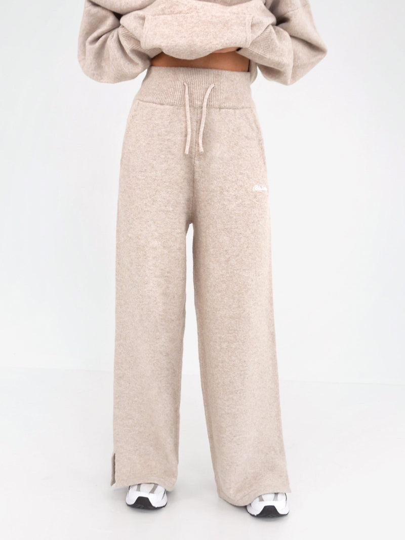 Knitted Wide Leg Sweatpants - Toasted Taupe