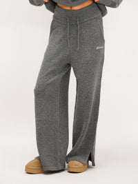 Knitted Wide Leg Sweatpants - Marl Charcoal
