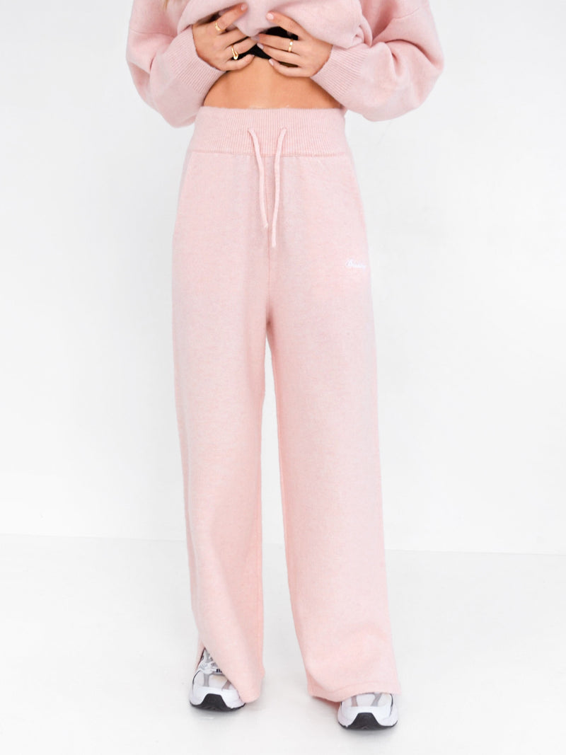 Knitted Wide Leg Sweatpants - Marshmallow Pink