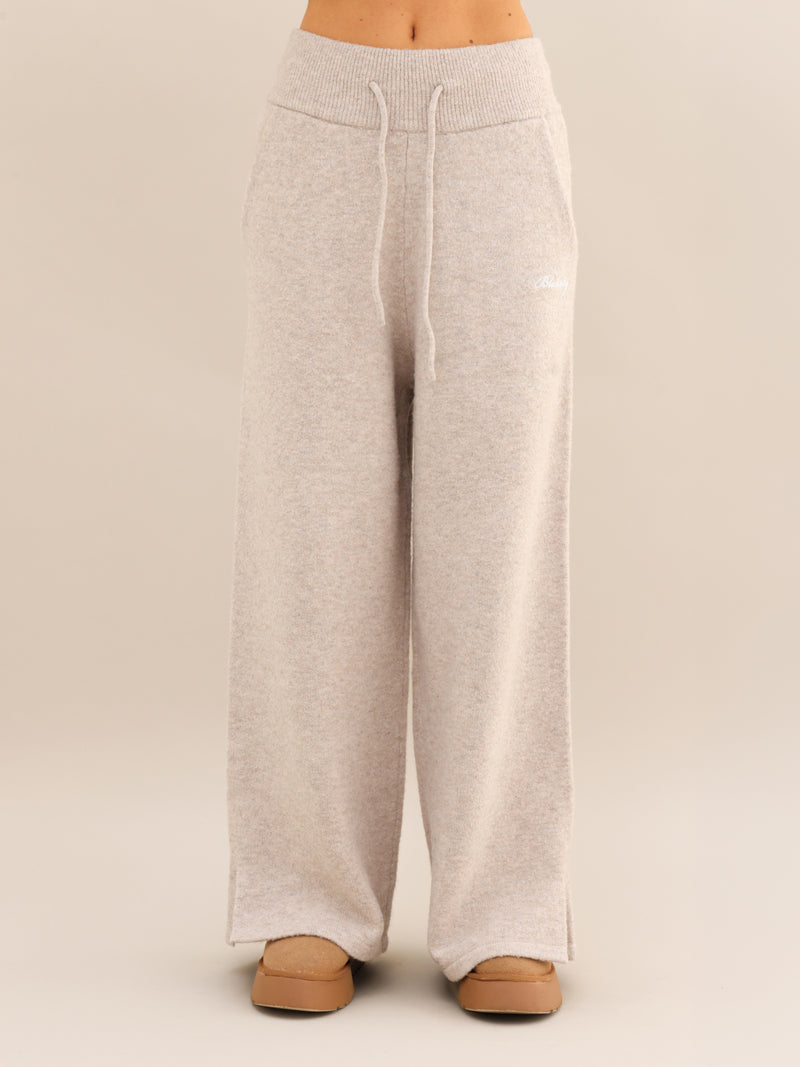 Knitted Wide Leg Sweatpants - Toasted Taupe