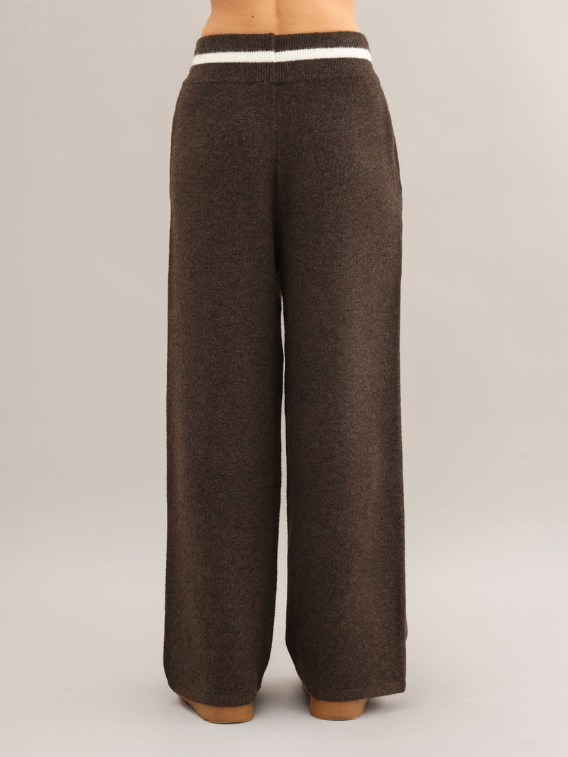 Margot Knitted Wide Leg Sweatpants - Chocolate Brown