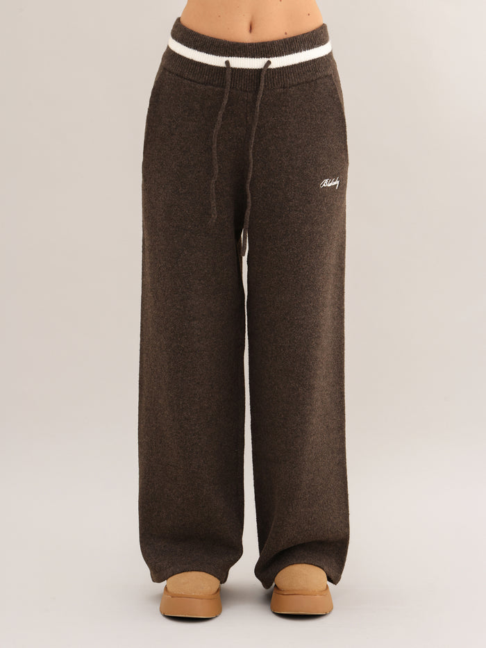 Margot Knitted Wide Leg Sweatpants - Chocolate Brown