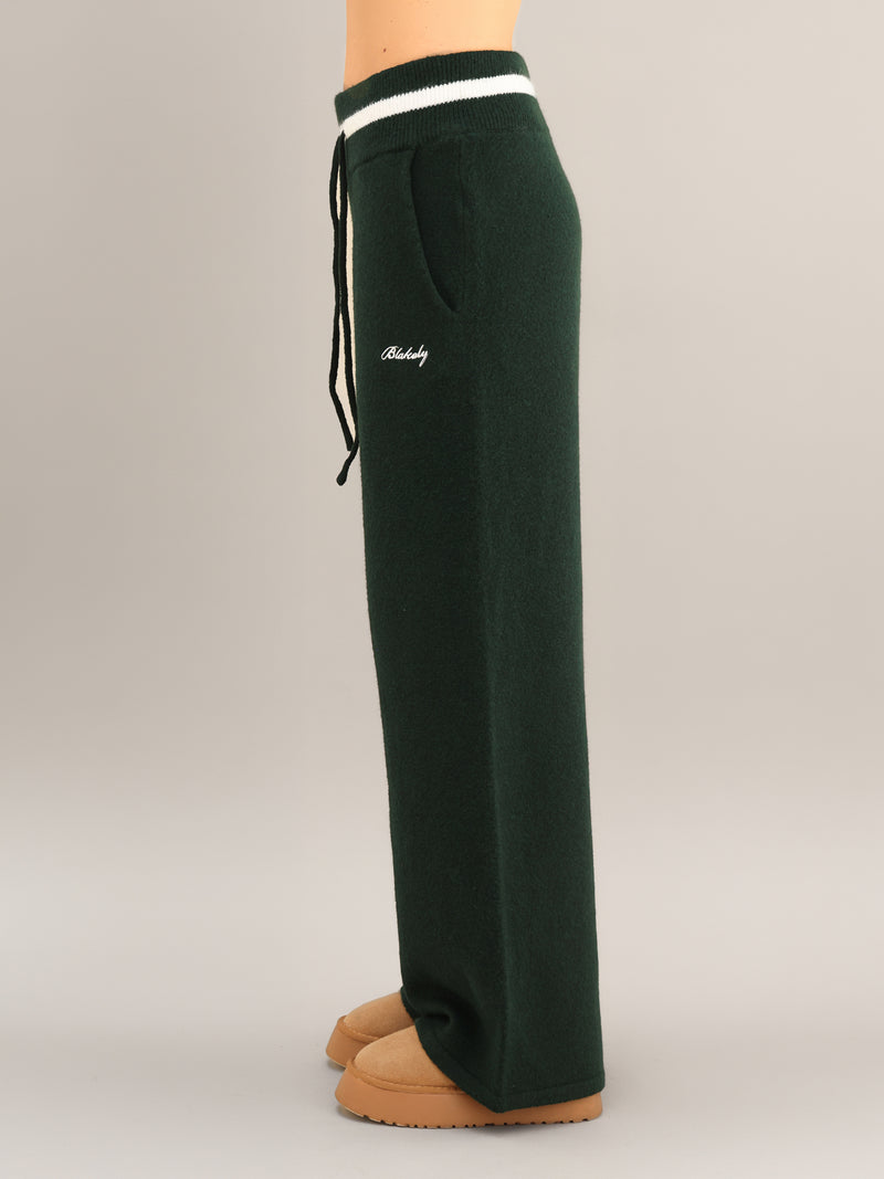 Margot Knitted Wide Leg Sweatpants - Emerald Green