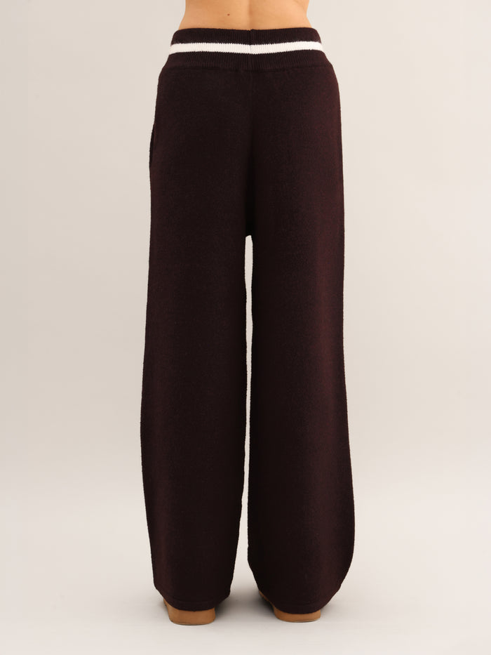 Margot Knitted Wide Leg Sweatpants - Dark Mulberry
