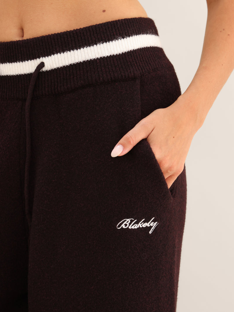 Margot Knitted Wide Leg Sweatpants - Dark Mulberry
