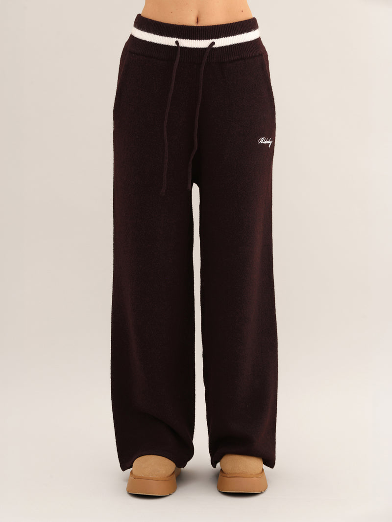 Margot Knitted Wide Leg Sweatpants - Dark Mulberry