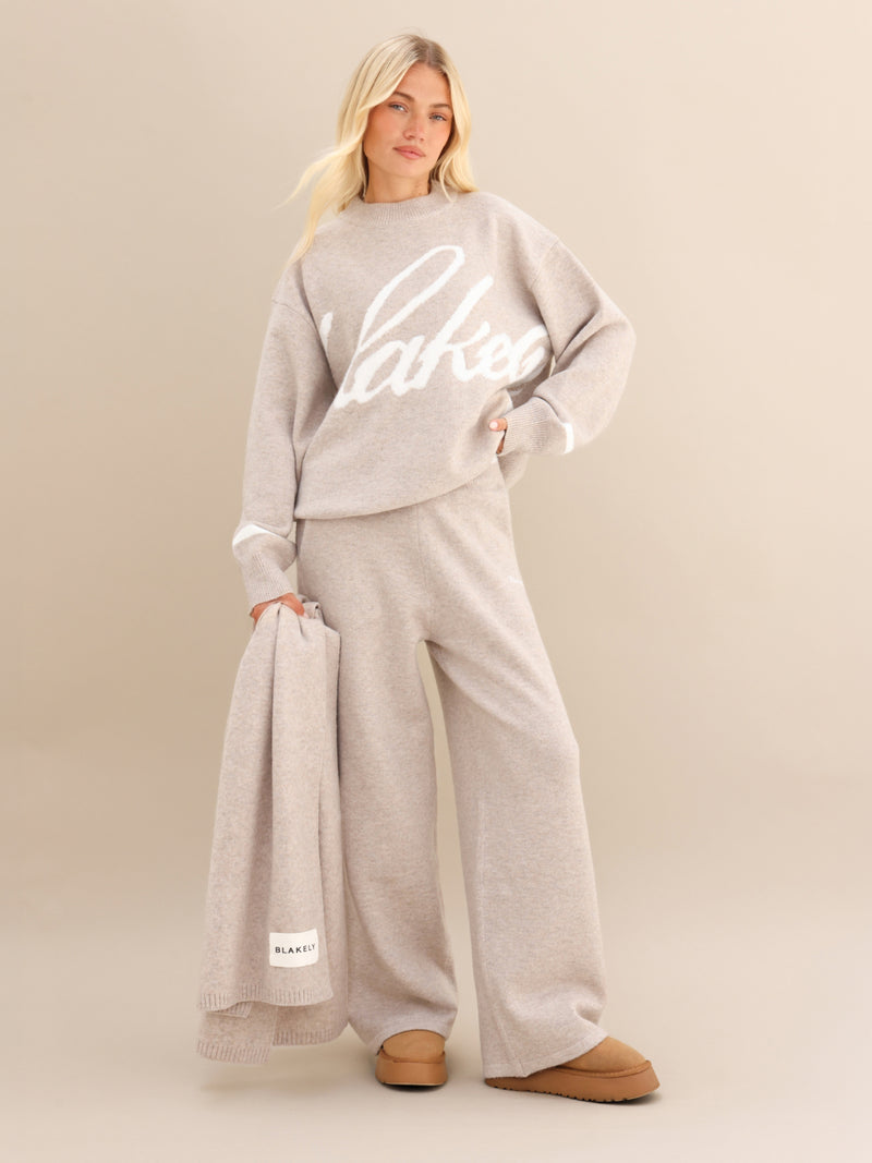 Margot Knitted Wide Leg Sweatpants - Toasted Taupe