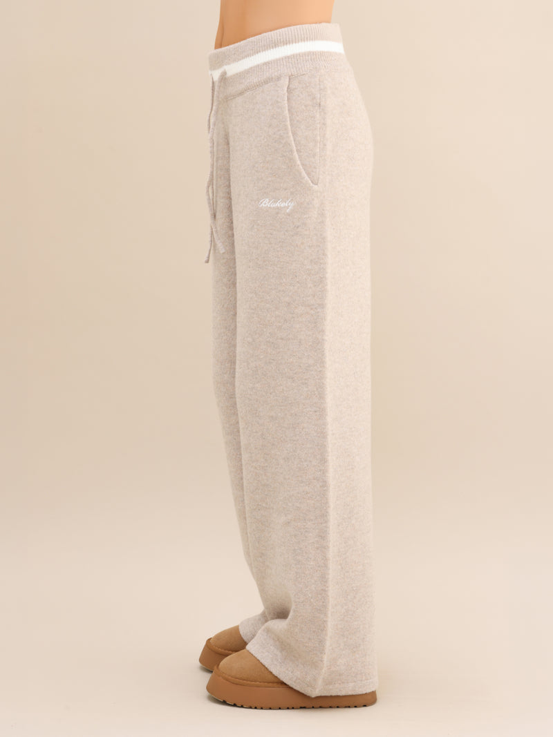 Margot Knitted Wide Leg Sweatpants - Toasted Taupe