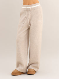 Margot Knitted Wide Leg Sweatpants - Toasted Taupe