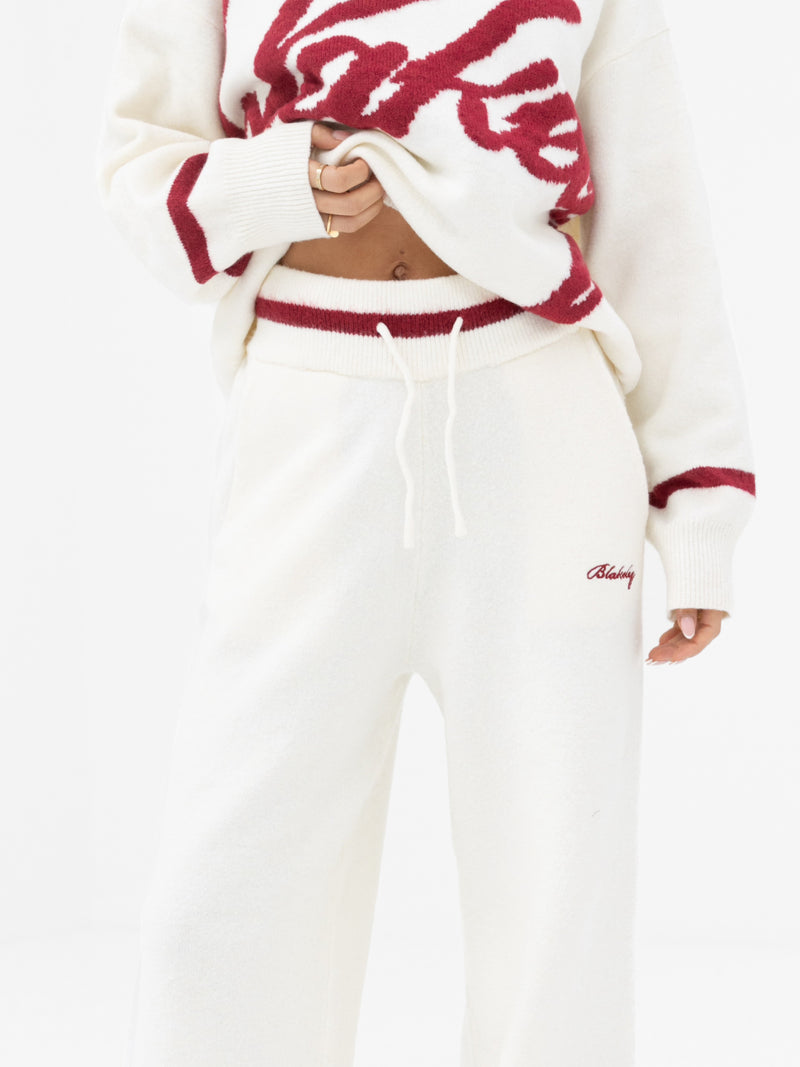Margot Knitted Wide Leg Sweatpants - Cream