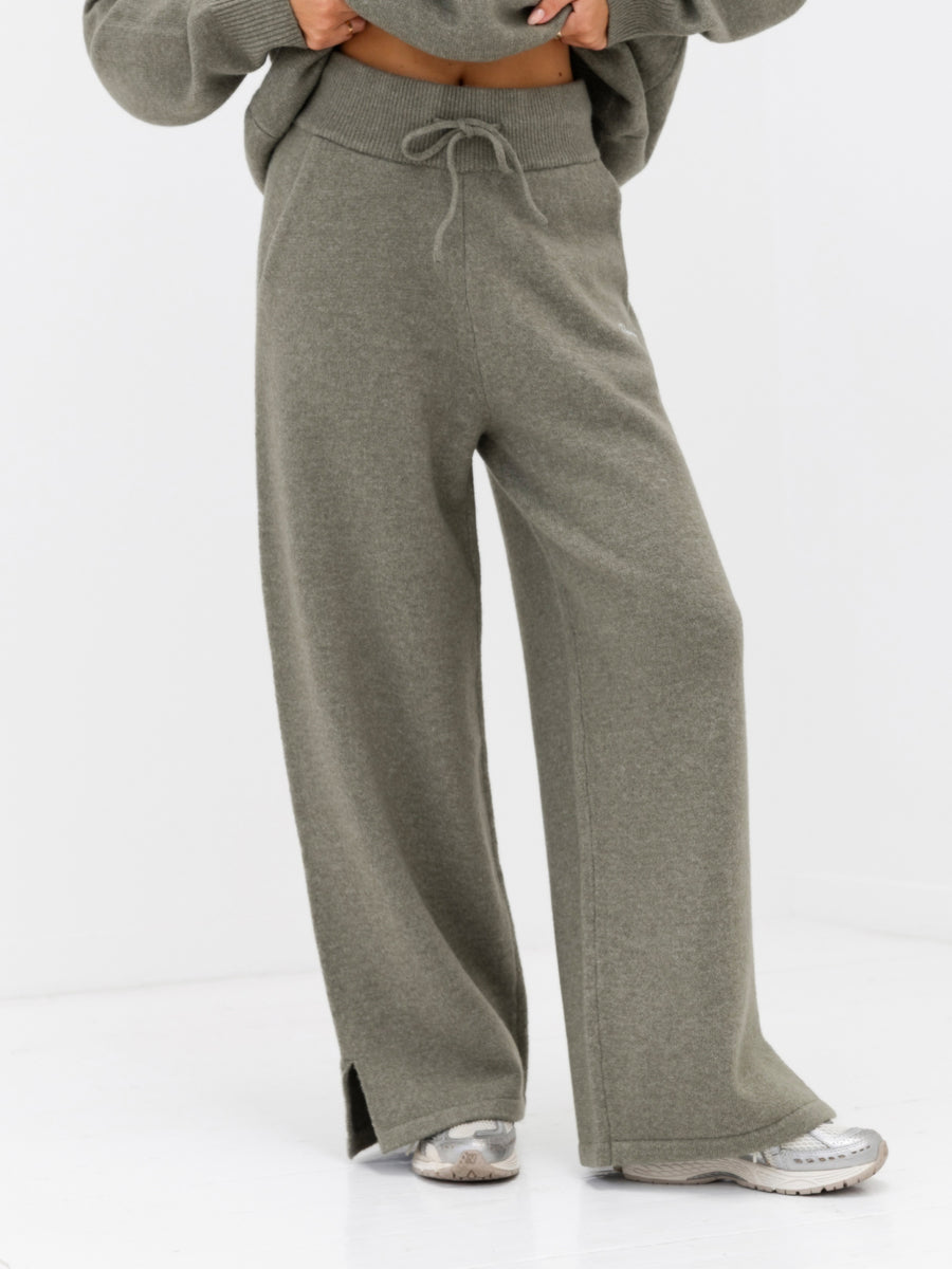 Buy Blakely Womens Safari Green Knitted Wide Leg Sweatpants | Free delivery on orders over £70