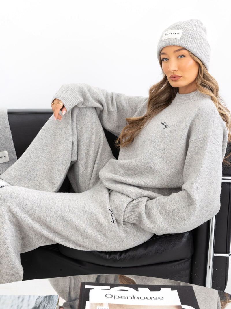 Oversized Knitted Jumper - Marl Grey