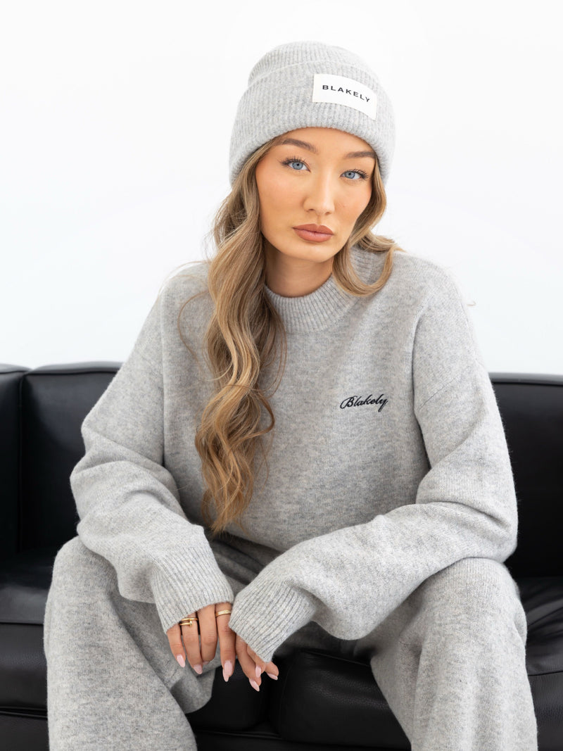 Oversized Knitted Jumper - Marl Grey