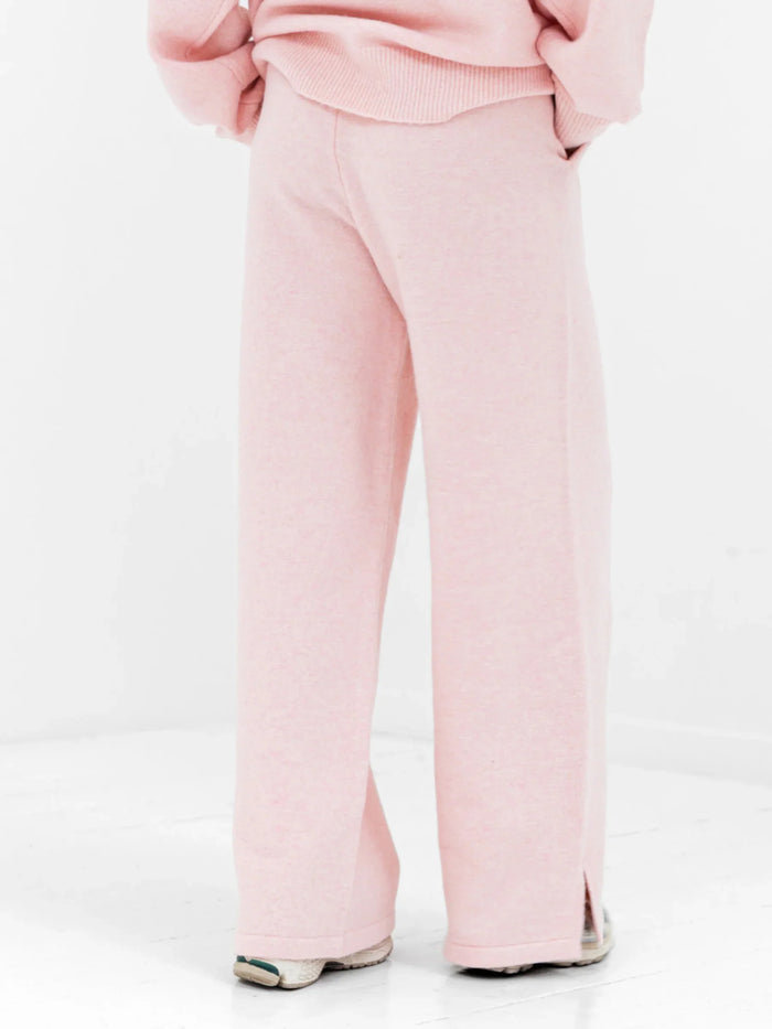 Knitted Wide Leg Sweatpants - Marshmallow Pink