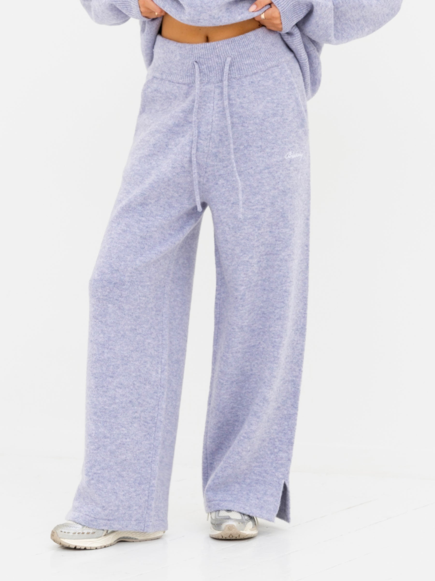 Knitted Wide Leg Sweatpants - Lilac