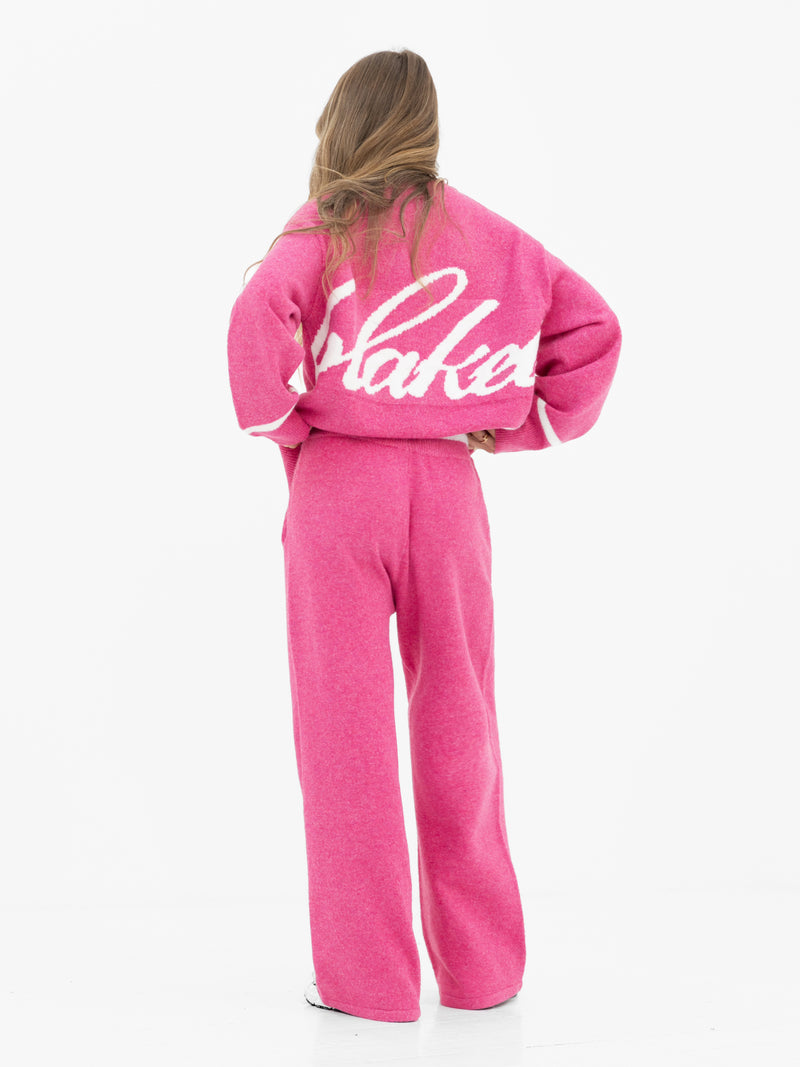 Margot Knitted Wide Leg Sweatpants - Raspberry