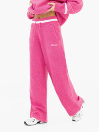 Margot Knitted Wide Leg Sweatpants - Raspberry