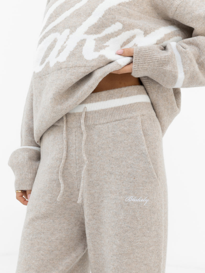 Margot Knitted Wide Leg Sweatpants - Toasted Taupe