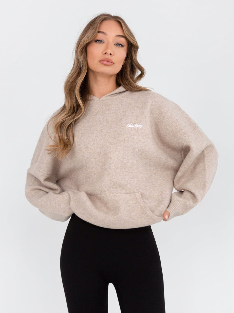 Oversized Knitted Hoodie - Toasted Taupe