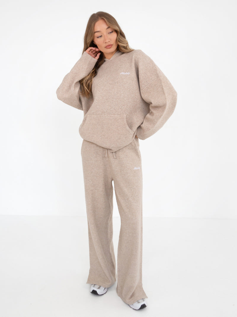 Oversized Knitted Hoodie - Toasted Taupe