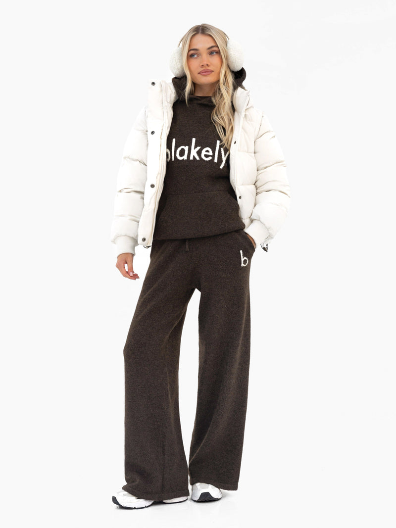 Mabel Oversized Knitted Hoodie - Chocolate Brown