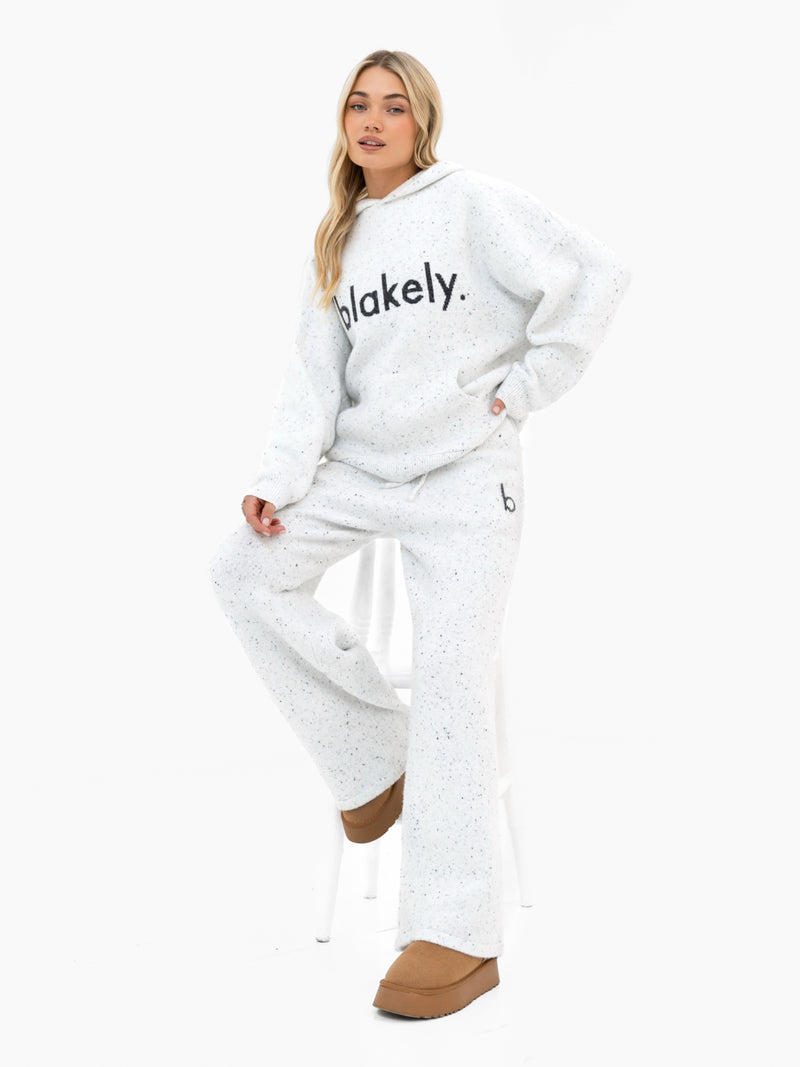 Mabel Oversized Knitted Hoodie - Light Grey
