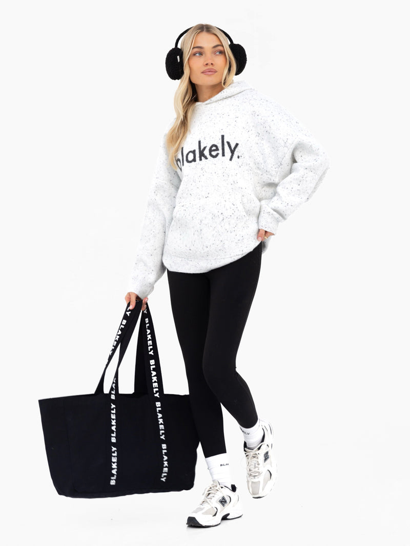 Mabel Oversized Knitted Hoodie - Light Grey