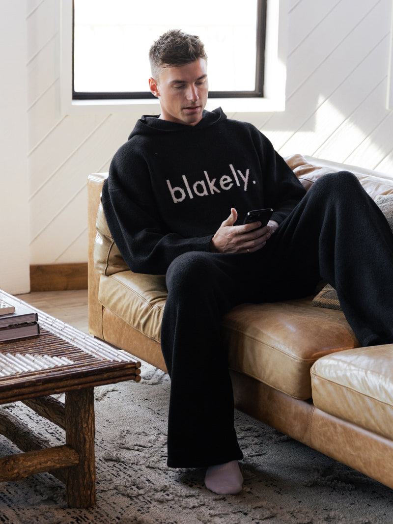 Alfie Relaxed Knitted Hoodie - Black