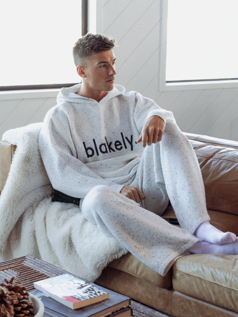 Alfie Relaxed Knitted Hoodie - Light Grey